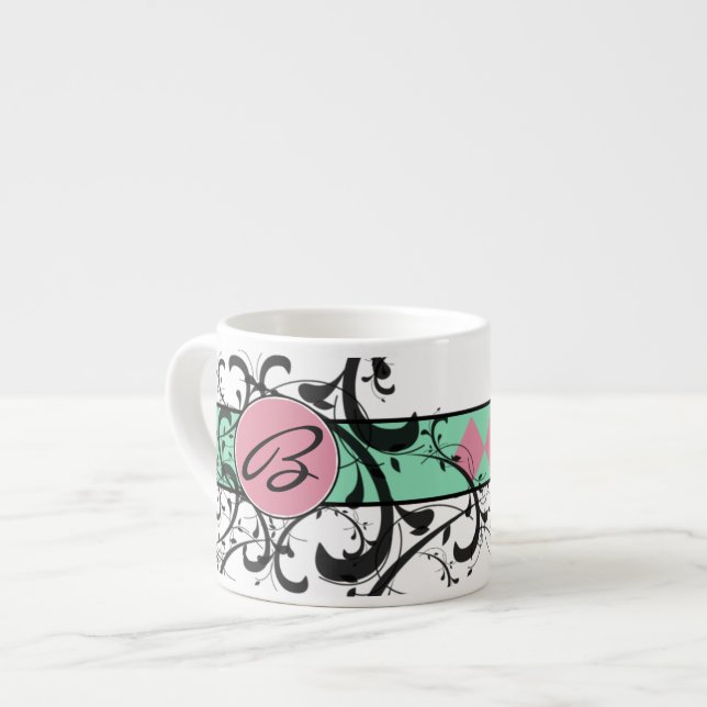 Victorian Flourish Monogrammed Espresso Cup (Front Left)