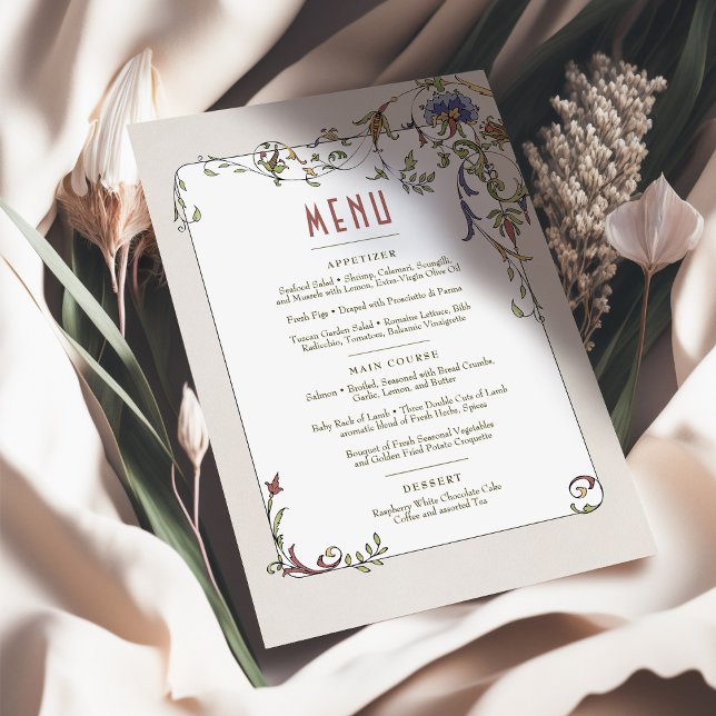Victorian Flourishes Customisable Wedding Menu Invitation (Creator Uploaded)