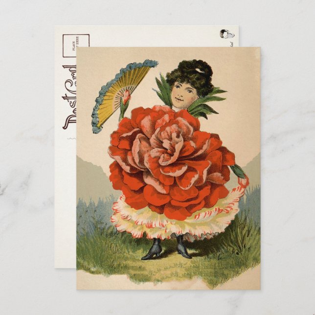 Victorian Flower Girl Postcard  (Front/Back)