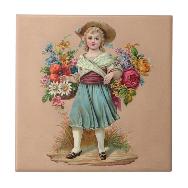Victorian flower girl tile (Front)