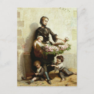 Victorian Flower Seller Postcard