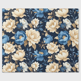 Victorian flowers blue Gift Bag Wrapping Paper