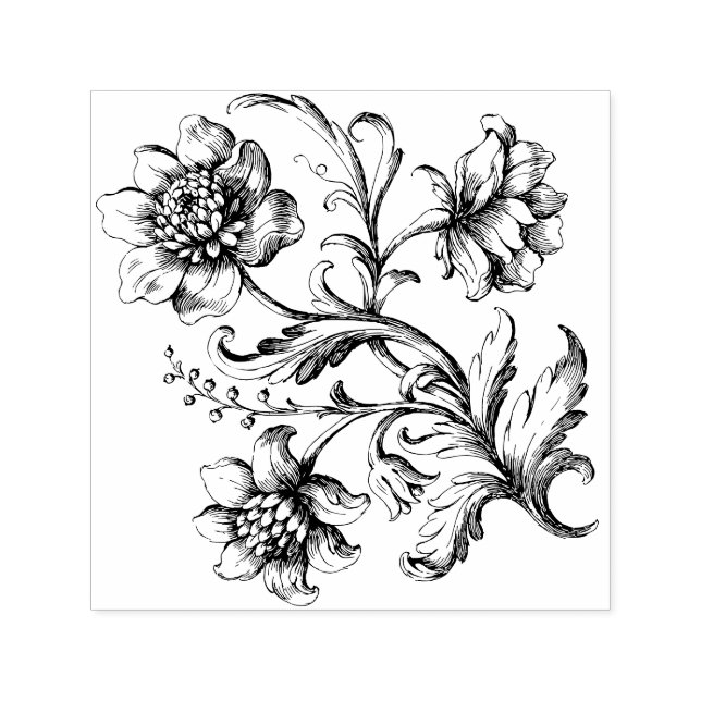 Victorian Flowers Self-inking Stamp (Design)