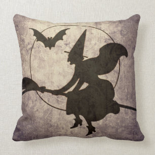 Victorian Flying Witch Pillow