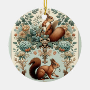 Victorian Forest Squirrel Tapestry  Ceramic Tree Decoration