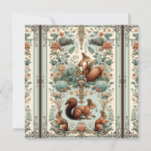 Victorian Forest Squirrel Tapestry Invitation