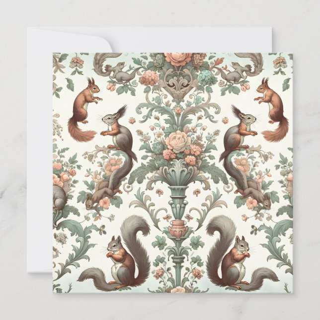 Victorian Forest Squirrel Tapestry  Invitation (Front)
