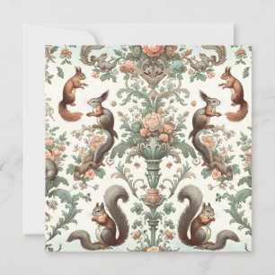 Victorian Forest Squirrel Tapestry Invitation