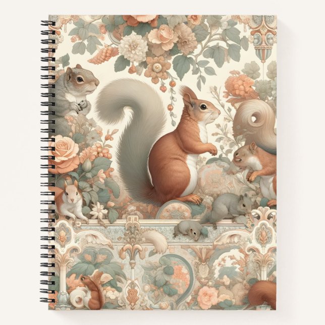Victorian Forest Squirrel Tapestry  Notebook (Front)