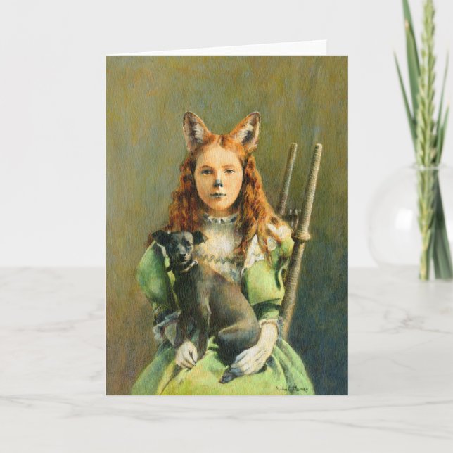 Victorian Fox Girl Greetings Card (Front)