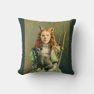 Victorian Fox Girl Throw Cushion