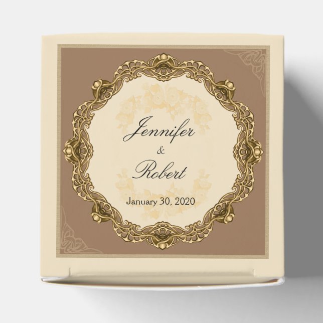 Victorian Frame in Gold Wedding Favour Box (Top)