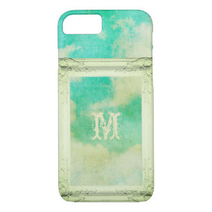 Victorian frame sky cloud painting elegant teal Case-Mate iPhone case