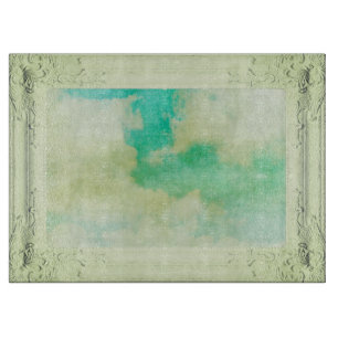 Victorian frame sky painting elegant teal cream cutting board