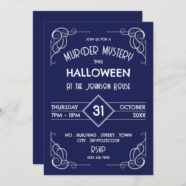 Victorian Framed Era, Murder Mystery Halloween Invitation (Front/Back)