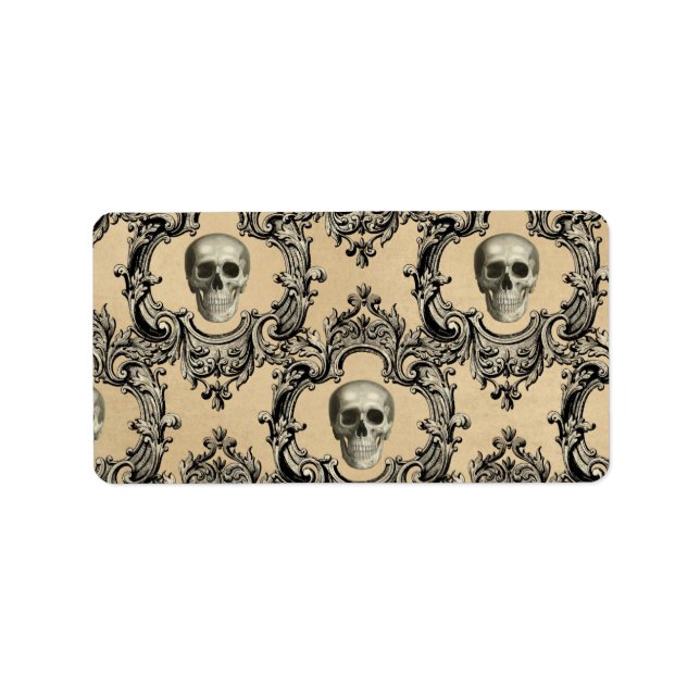 Victorian Framework Skulls Goth Skeleton Gothic Label (Front)