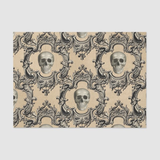 Victorian Framework Skulls Goth Skeleton Gothic Tissue Paper (Front)