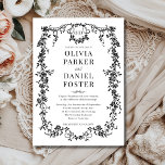 Victorian French Black Ornate Wedding Monogram Invitation<br><div class="desc">Elevate your celebration with this Victorian French–inspired black wedding invitation featuring an ornate monogram and timeless layout. The dramatic black palette paired with intricate flourishes and elegant type evokes a regal,  old-world charm perfect for classic,  formal,  or gothic-chic weddings. A beautiful blend of romance and refinement.</div>