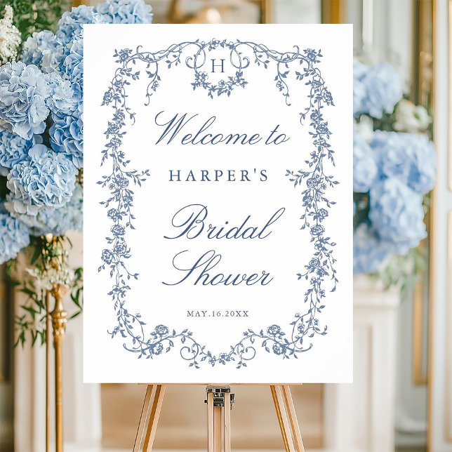 Victorian French Blue Bridal Shower Welcome Sign (Creator Uploaded)