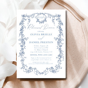Victorian French Blue Rehearsal Dinner Wedding Invitation