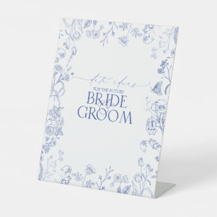 Victorian French Blue & White Floral Date Ideas Pedestal Sign