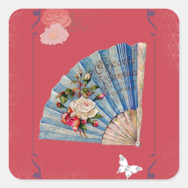 Victorian French Chocolate Card Square Sticker (Front)