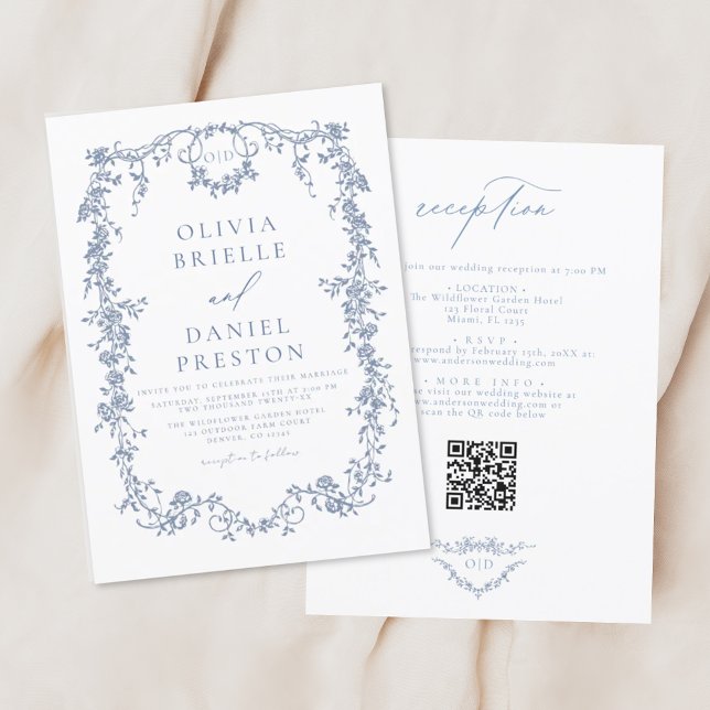 Victorian French QR Code All In One Wedding Invitation (Creator Uploaded)