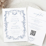 Victorian French QR Code All In One Wedding Invitation<br><div class="desc">Transport your guests to an era of elegance and romance with our Victorian Vintage French Blue Floral Wedding Invitation. Inspired by the opulence of the Victorian era and adorned with delicate French blue florals, this invitation exudes timeless sophistication. Crafted with meticulous attention to detail, the intricate floral design and vintage-inspired...</div>