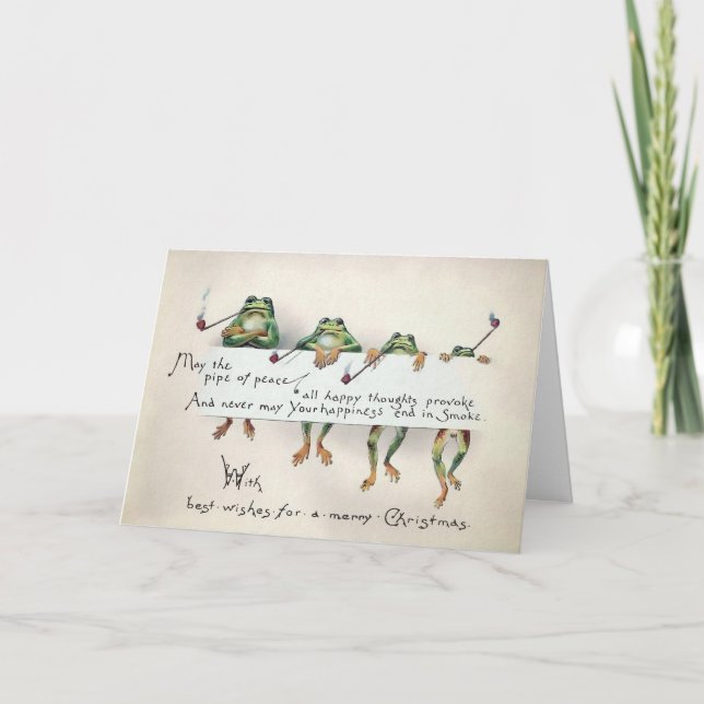 Victorian Frogs with Pipes Christmas Card  (Front)