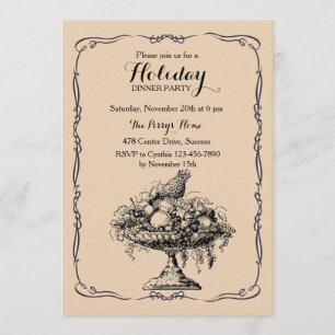 Victorian Fruit Bowl Dinner Party Invitation