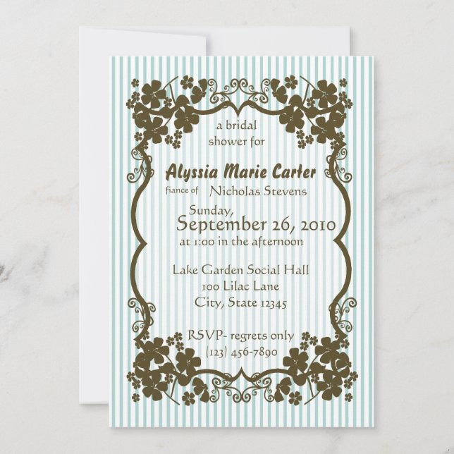 Victorian Garden/ blue stripe Invitation (Front)
