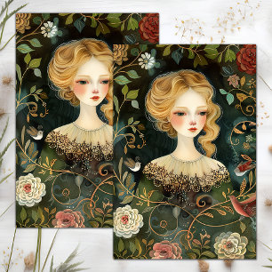 VICTORIAN GARDEN GIRL DECOUPAGE TISSUE PAPER