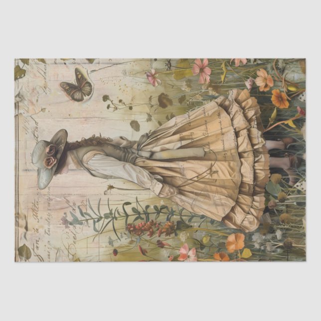 Victorian Garden Girl Tissue Paper (Front)