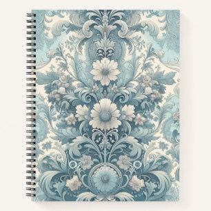 Victorian Garden in Blue   Vintage Floral Baroque  Notebook