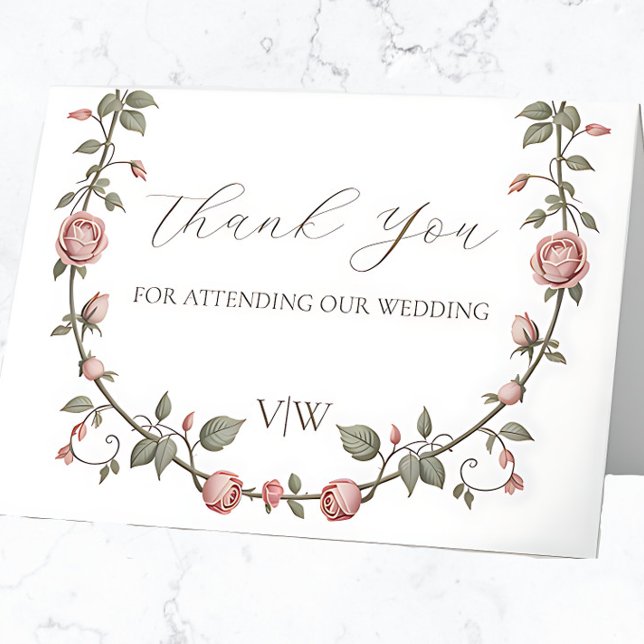 Victorian Garden Sage Green Wedding Thank You Card (Creator Uploaded)