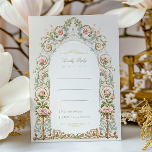 Victorian Garden Wedding RSVP Invitation Card