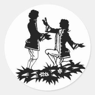 Victorian Gay Man proposing to Lover silhouette Classic Round Sticker