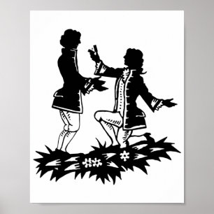 Victorian Gay Man proposing to Lover silhouette  Poster