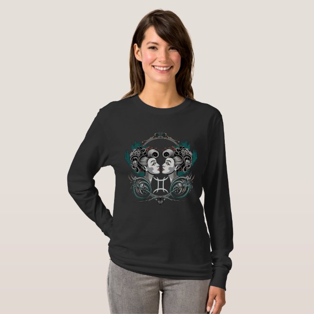 Victorian Gemini Gothic Long Sleeve T-Shirt (Front Full)