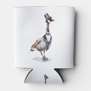 Victorian Gentleman Goose in a Top Hat Can Cooler