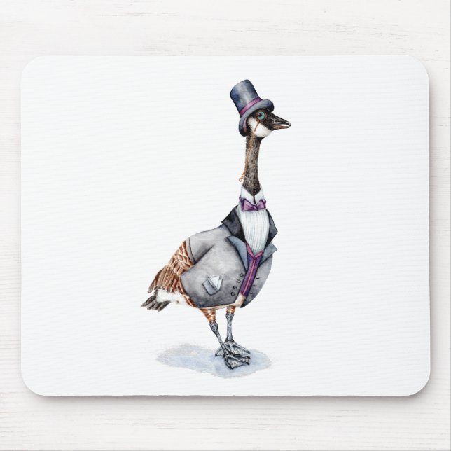 Victorian Gentleman Goose in a Top Hat Mouse Pad (Front)