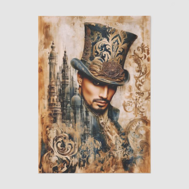 Victorian Gentleman, Mixed Media FT7R Decoupage Tissue Paper (Front)