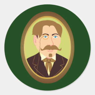 Victorian Gentleman Portrait Classic Round Sticker