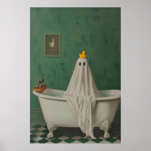 Victorian Ghost in Bathroom, Vintage Poster, Art Poster