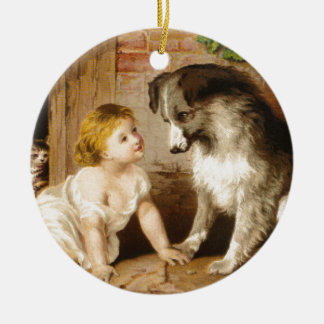 Victorian Girl and Her Dog Ceramic Tree Decoration