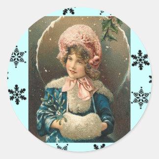 Victorian Girl Christmas Stickers