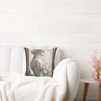 Victorian girl crosses the mirror throw pillow