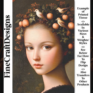 Victorian Girl Crown Foliage + Fruit BF4 Decoupage Tissue Paper