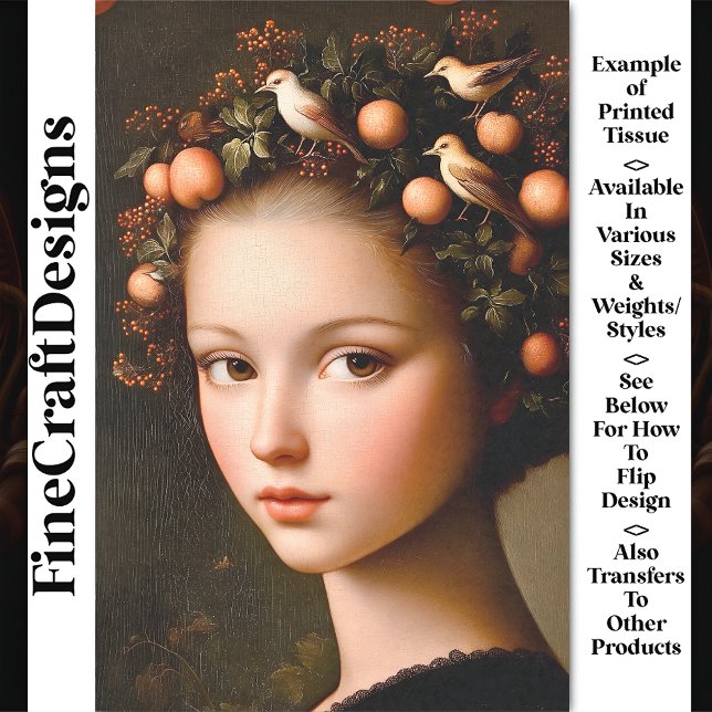 Victorian Girl Crown Foliage + Fruit BF4 Decoupage Tissue Paper (Creator Uploaded)
