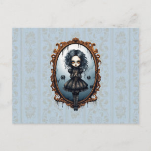 Victorian Girl in Vintage Mirror Halloween Holiday Postcard